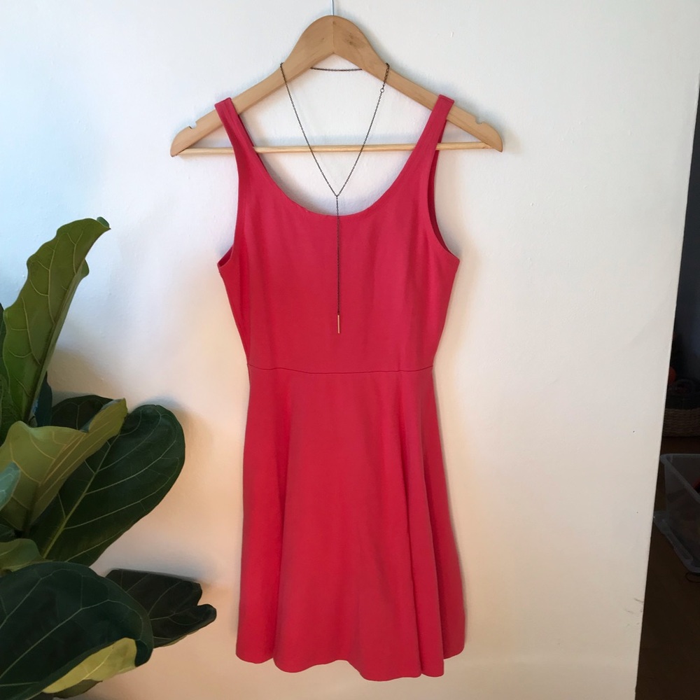 Pink skater tank dress, exposed zipper. Express XS